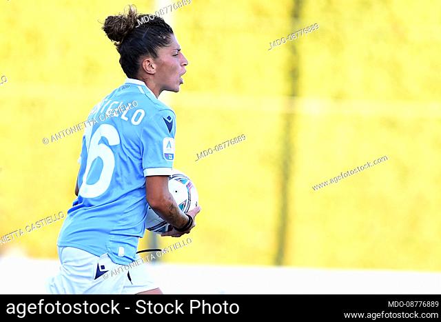 Lazio player Antonietta Castiello celebrating after score the goal during the Serie A women’s Lazio Woman-Sampdoria match at Stadio Mirko Fersini