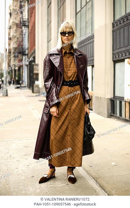 Blogger Linda Tol posing on the street outside of the Maryam Nassir show during New York Fashion Week - Sept 12, 2018 - Photo: Runway Manhattan ***For Editorial...