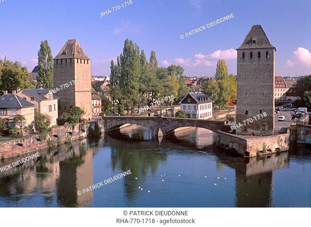 The Ponts-couverts Covered-bridges dating from the 14th century and two defensive towers over River Ill, overlooking the Petite France quarter