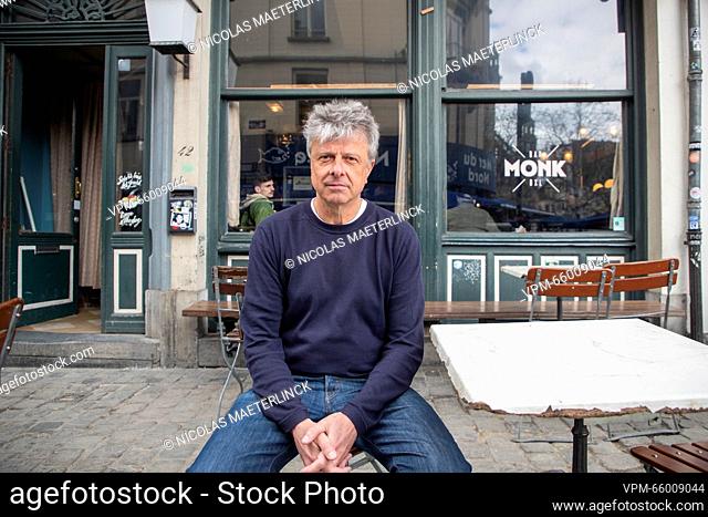 Monk bar manager Filip Jans poses for the photographer at the popular Monk bar in the Rue Sainte-Catherine - Sint-Katelijnestraat