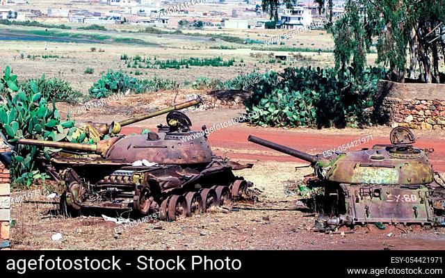Tank and other war vehicles Cemetery in the Asmara, Eritrea