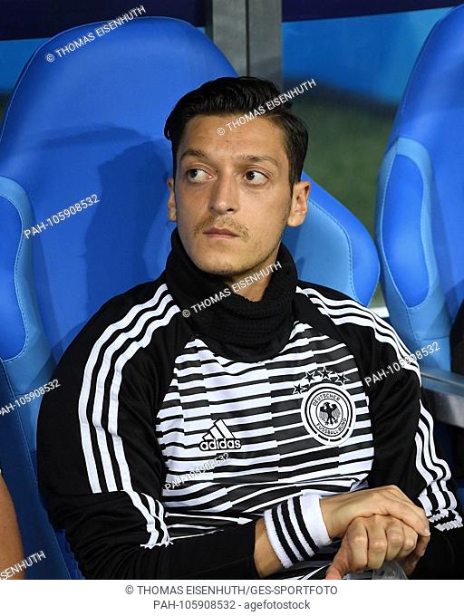 On the substitute bench; Mesut Oezil (Germany). GES / Football / World Championship 2018 Russia: Germany - Sweden, 23.06