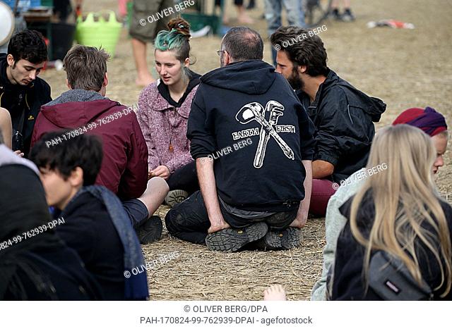 Activists sitting in the Climate Camp near Erkelenz, Germany, 24 August 2017. No protests have been reported yet at the start of the registered protest day by...