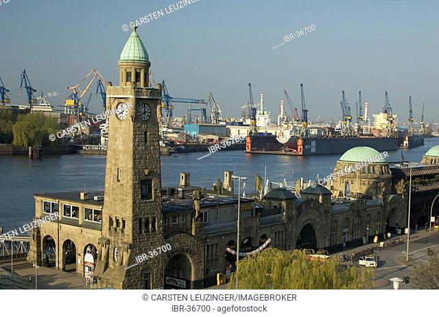 St Pauli Landungsbruecken at Hamburg Harbour Germany