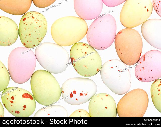 Assorted colorful chocolate easter eggs isolated on white