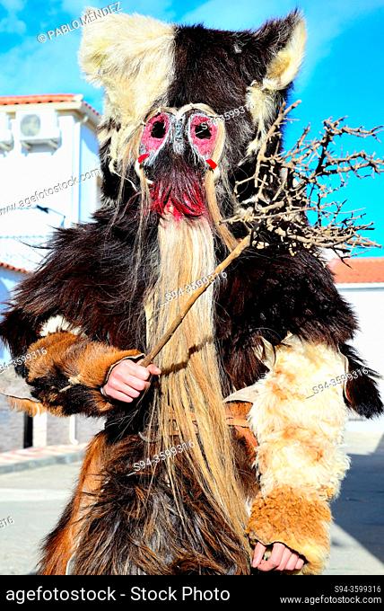 Carantoña. Beast or animal mask of Acehuche, Caceres, Spain
