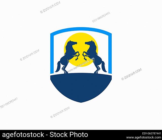 Protection shield with double horse and sun