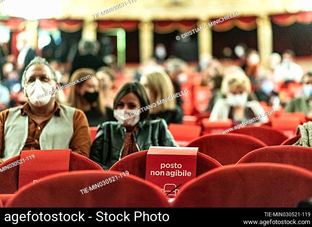 Reopens to public the Argentina Theatre after six months of closure due Coronavirus emergency, distancing between the armchairs in the hall and mandatory...
