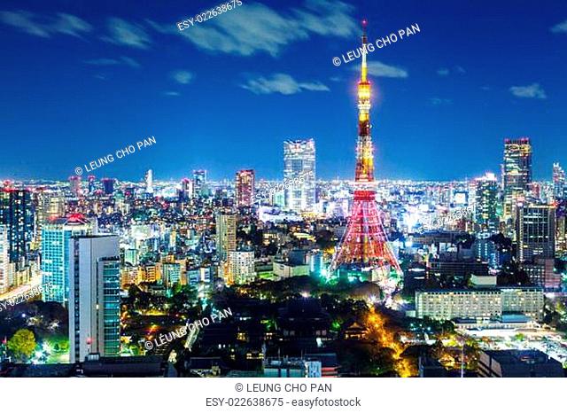 Tokyo city skyline at night
