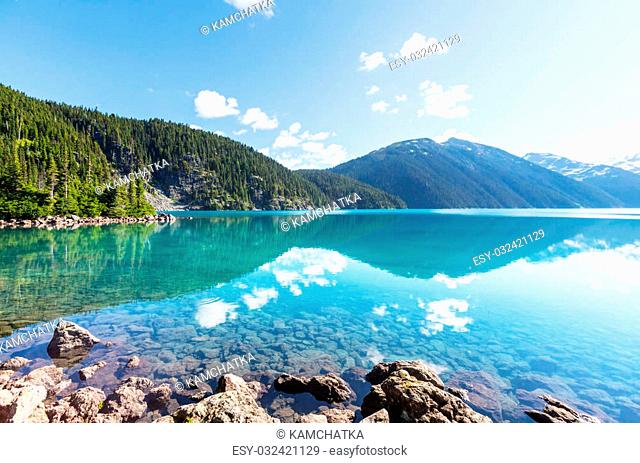 Hike to turquoise Garibaldi Lake near Whistler, BC, Canada