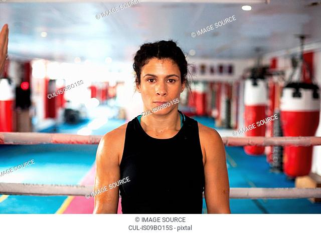 Female boxer in gym