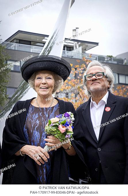 Princess Beatrix of The Netherlands with Sculptor Anish Kapoor opens the jubilee Exhibition WeerZien at Museum de Pont on September 16, 2017 in Tilburg