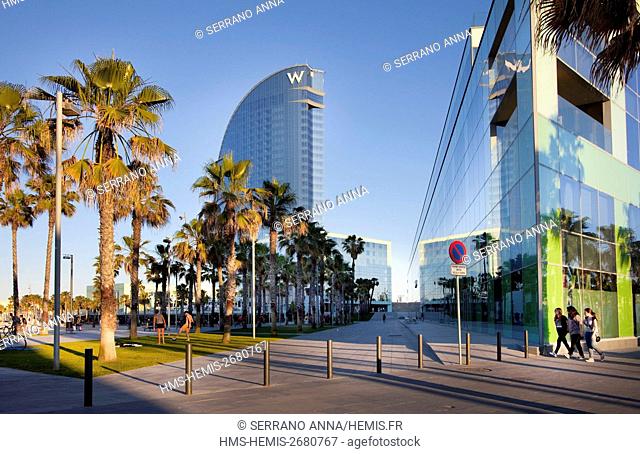 Spain, Catalonia, Barcelona, Barceloneta, district, W Hotel better known as Vela (Sailing) Hotel