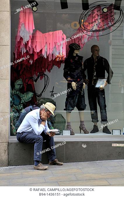 Window of clothing store. Ferran street, Barcelona, Catalonia, Spain