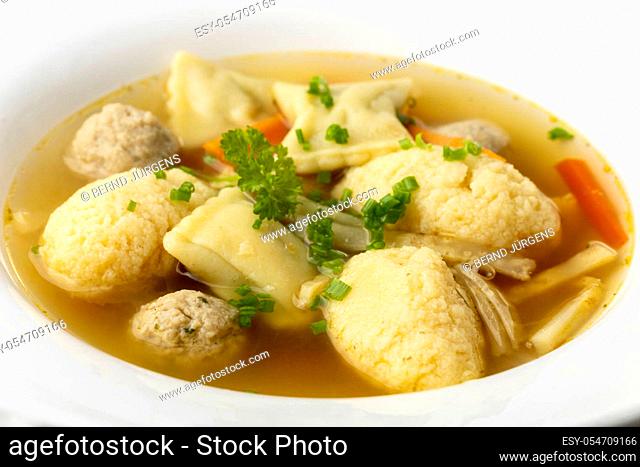 bavarian wedding soup in a plate