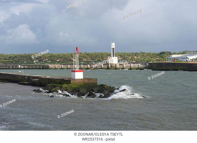 Lighthouse and lookout tower in Anglet (France), the Bay of Biscay