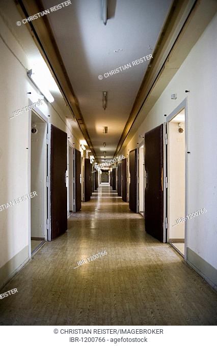 Hallway of the interrogation tract in the newly built wing of the former secret remand prison, Berlin Hohenschoenhausen memorial