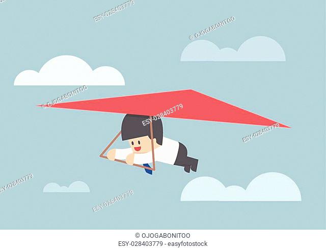Businessman riding a hang glider, VECTOR, EPS10