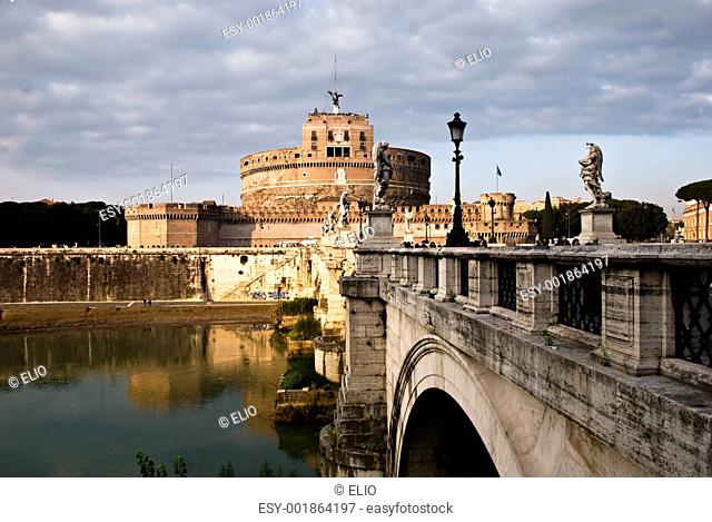 Rome, Castle S. Angelo and Tiber River