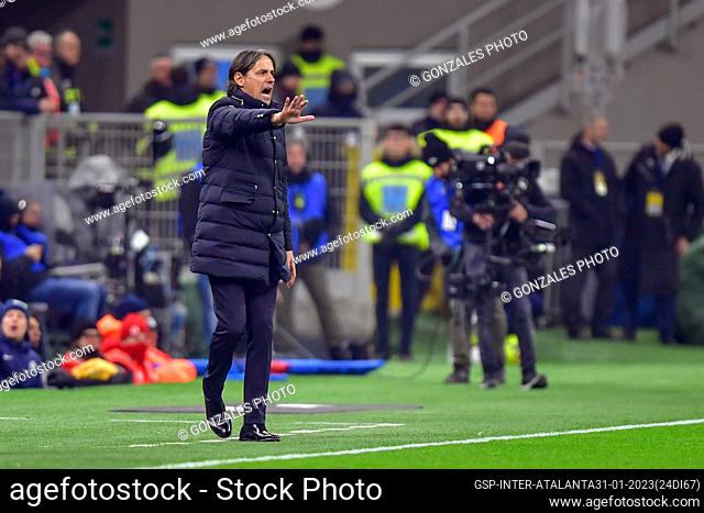 Milano, Italy. 31st, January 2023. Head coach Simone Inzaghi of Inter seen in the Coppa Italia match between Inter and Atalanta at Giuseppe Meazza in Milano