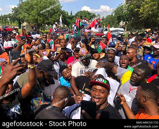 Abuja, Nigeria. September 26th 2022. Thousands of supporters of Labour Party’s (LP) presidential candidate, Peter Obi, staged a peaceful walk on a highway in...