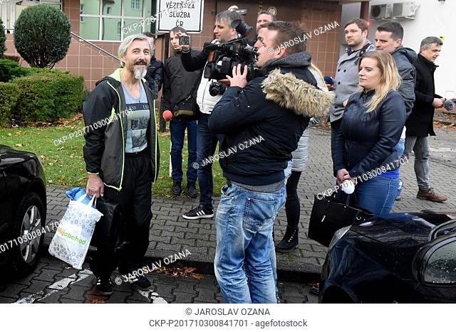 Bohumir Duricko (left) leaves the Karvina Prison in Czech Republic, on October 30, 2017, and speaks to journalists. A Czech court today released Bohumir Duricko...