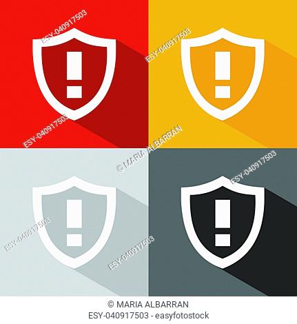 Warning shield icon with shade on colored background