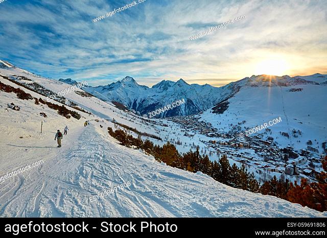 View of the ski slopes of Les Deux Alpes