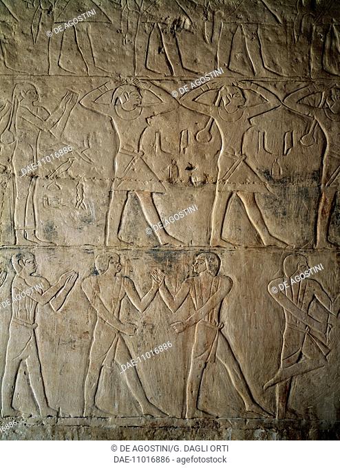 Dance and sports scene, relief, Princess Seshseshet's room, Mastaba of Mereruka, Saqqara (Unesco World Heritage List, 1979)