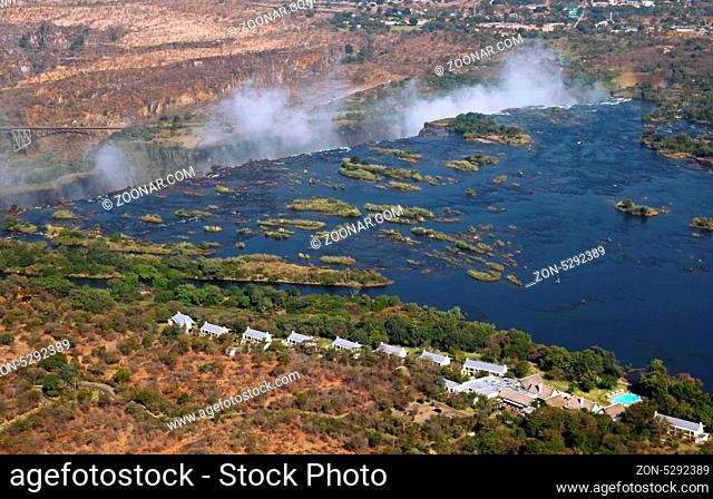Victoria-Fälle aus der Luft, Sambia; Victoria Falls, seen from Helicopter, Zambia