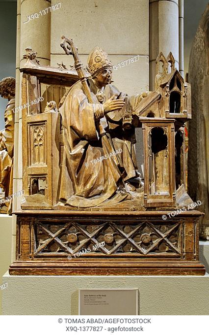 Saint Ambrose in His Study, ca  1500, North Spanish, Made in Palencia, Tamara, Spain, Wood with traces of paint Overall: 36 x 28 1/4 in  91 4 x 71 8 cm