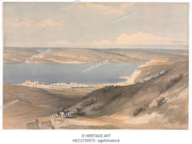 Sea of Galilee at Genezareth looking Towards Bashan, 1839. Creator: David Roberts (British, 1796-1864)
