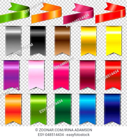 Colorful Ribbons Set, Isolated on Transparent Background, Vector Illustration
