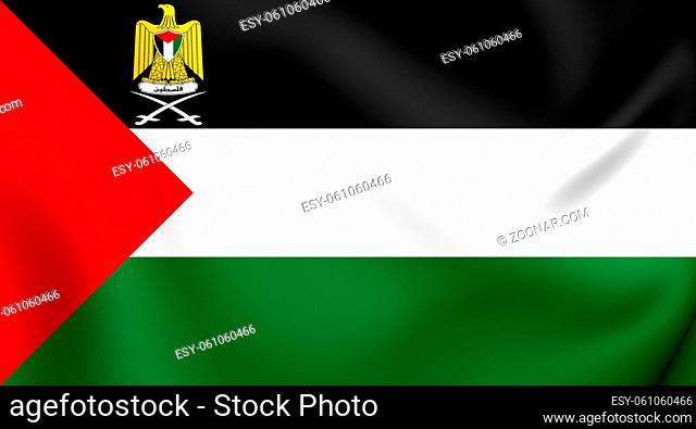 3D Flag of the Palestine. Close Up