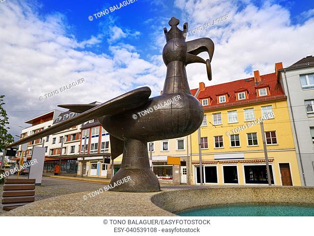 Stadt Nordhausen rooster with ring statue in Thuringia Germany