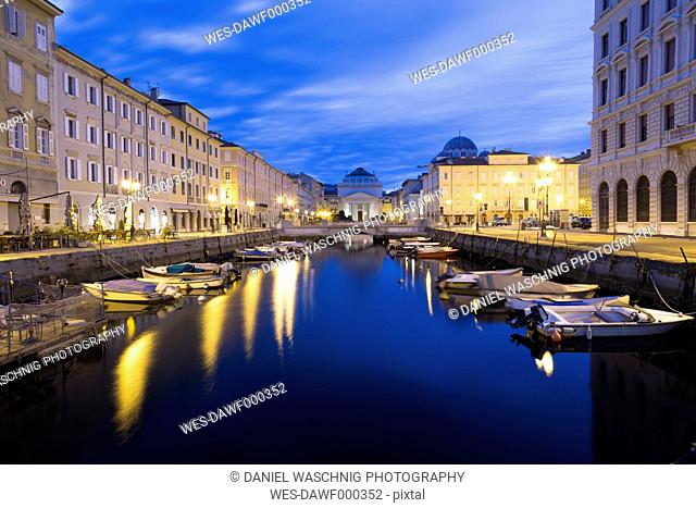 Italy, Trieste, Canal Grande in the evening