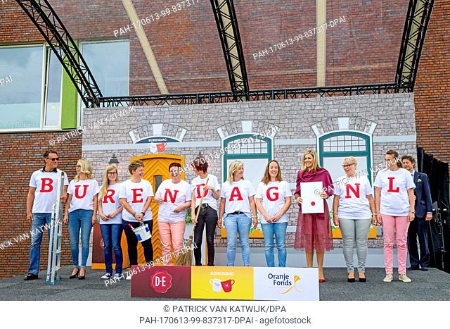Queen Maxima of The Netherlands gives the start signal for the 12 edition of Burendag (neighbourday) in Nieuw-Buinen, The Netherlands, 13 June 2017