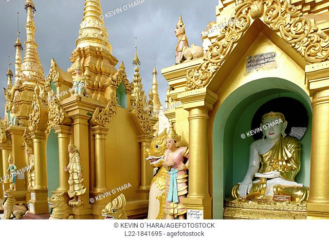 The Shwedagon Pagoda officially titled Shwedagon Zedi Daw also known as the Great Dagon Pagoda and the Golden Pagoda, is a 99 metres  325 ft  gilded pagoda and...