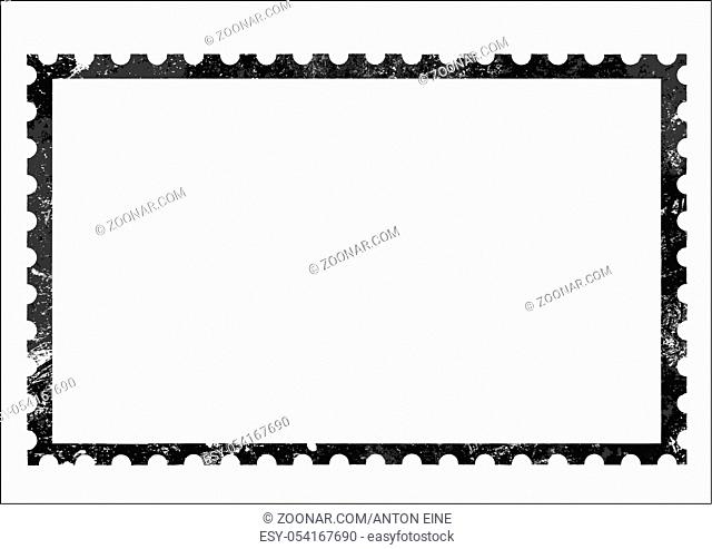 Old retro grunge style blank paper postage stamp frame isolated on white background