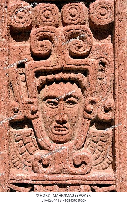 Stone stele at Museo de Sitio, detail, Ruins of Xochicalco, Cuernavaca, Morelos, Mexico