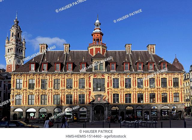 France, Nord, Lille, Old Town, Old Exchange seen from the Grand Place (Place du General de Gaulle)