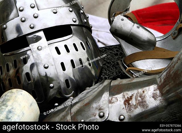 Medieval helmet. Provins. Seine et Marne. France. Europe