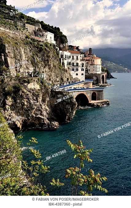 View of the small town Amalfi, Amalfi Coast, Costiera Amalfitana, Province of Salerno, Campania, Italy