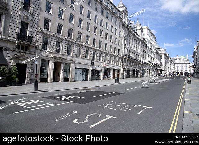 Lower Regent Street - London's streets and tourist attractions are deserted due to the corona virus lockdown. London, 05.05.2020 | usage worldwide