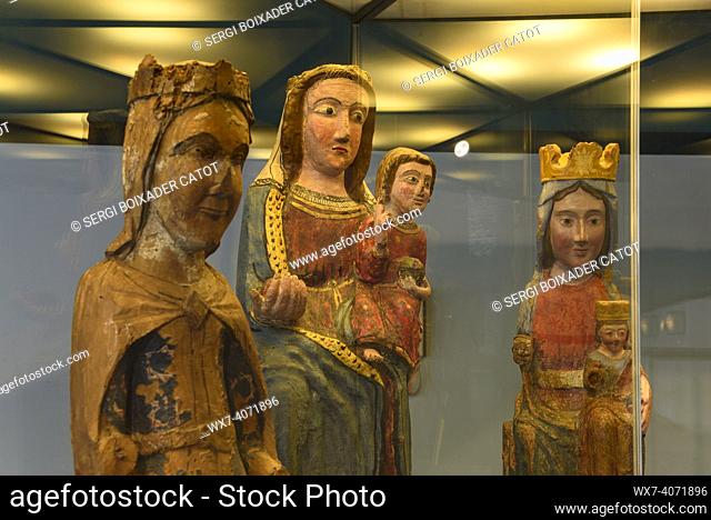 Solsona Museum. Different Romanesque virgins (Solsonès, Lleida, Catalonia, Spain)