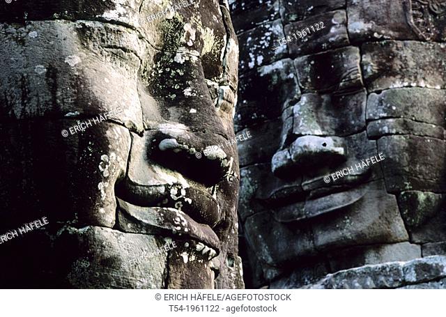 Faces of Lokeshwaram at Bayon Temple Angkor