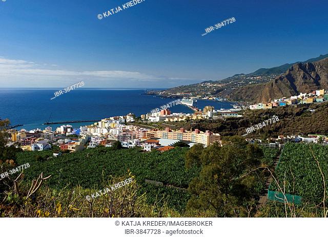 Coast with Santa Cruz de la Palma, La Palma, Canary Islands, Spain
