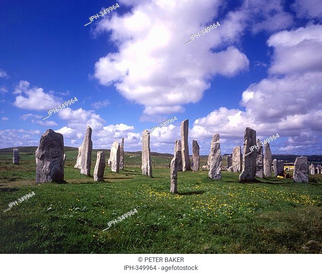 The Callanish Standing Stones dating back to 3000 500BC on the west coast of the Isle of Lewis