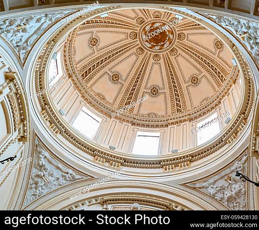 Valencia, Spain: 3 March, 2021: view of the cupola and decorative ceiling of the San Francisco de Borja chapel in the Valencia cathedral