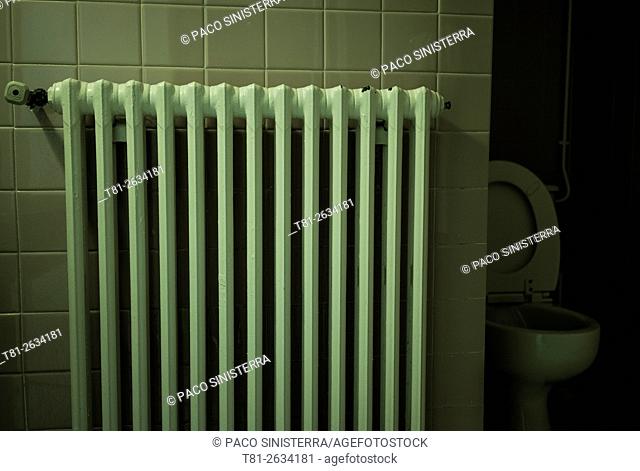 radiator in bathroom hotel, France
